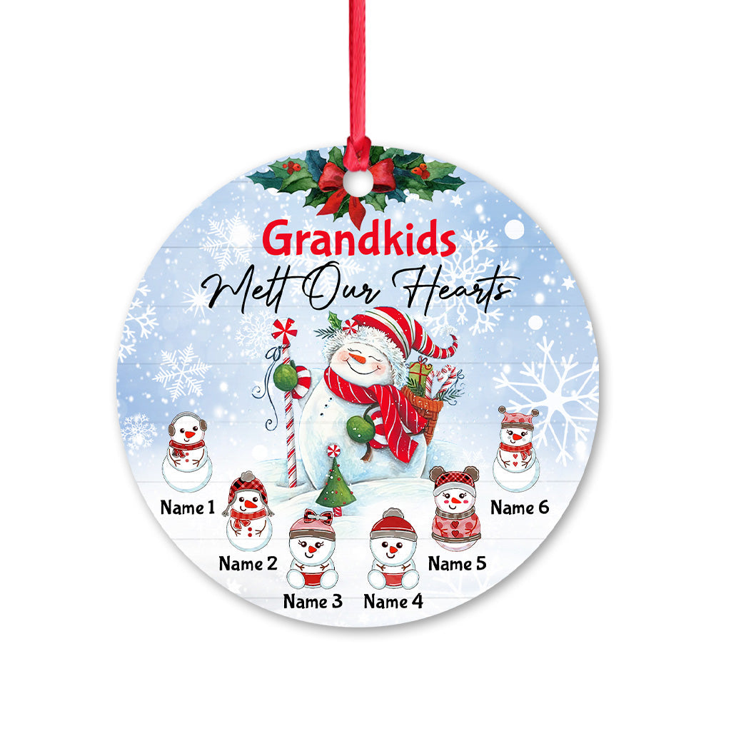 Grandkids Melt Our Heart - Personalized Grandma Ornament (Printed On Both Sides)