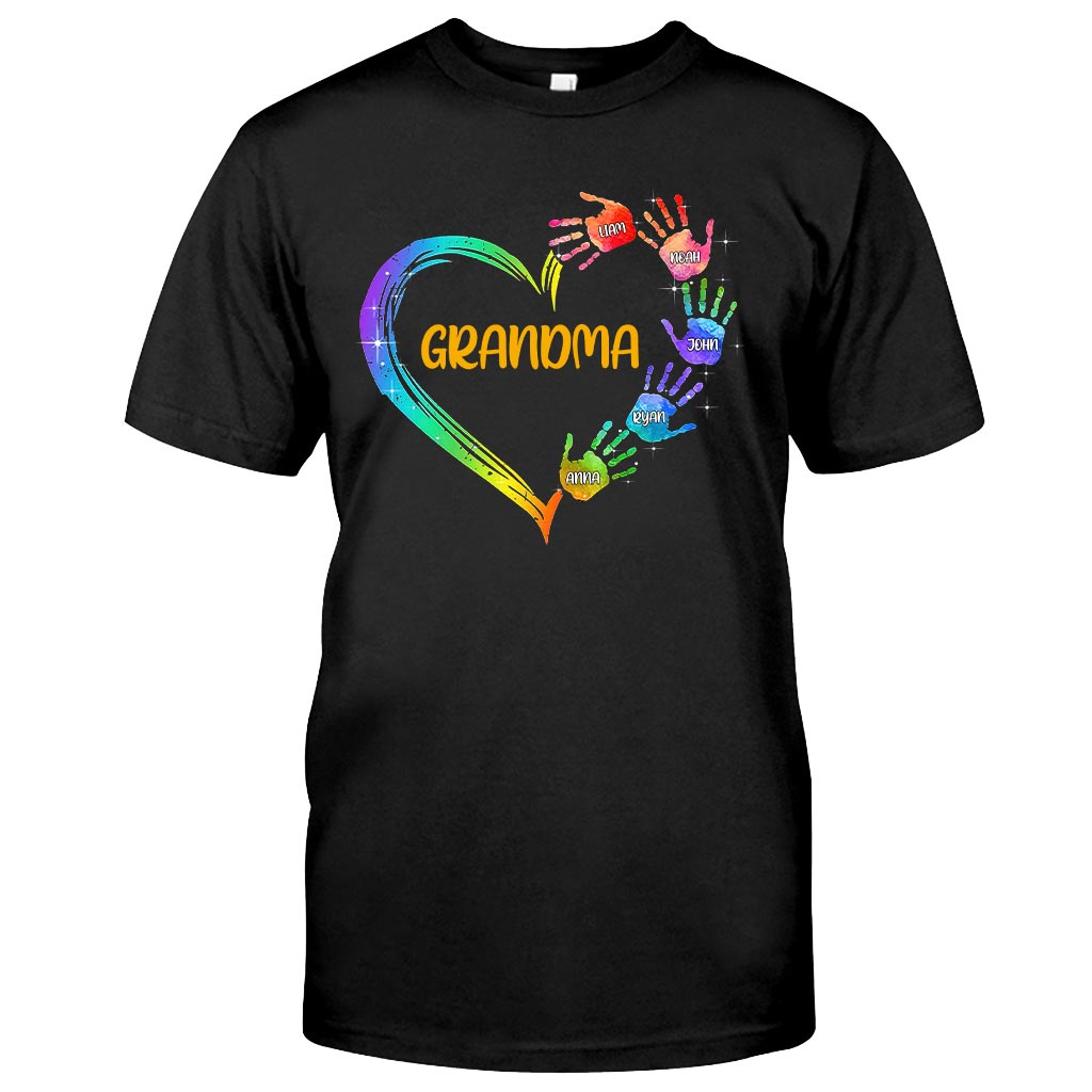 Grandma Heart Prints - Personalized Grandma T-shirt and Hoodie