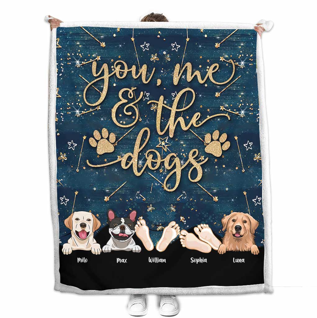 You And Me And The Dogs - Personalized Couple Dog Blanket