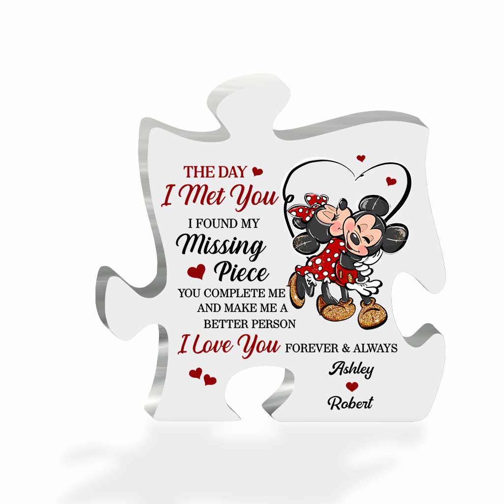The Day I Met You - Personalized Couple Mouse Custom Shaped Acrylic Plaque
