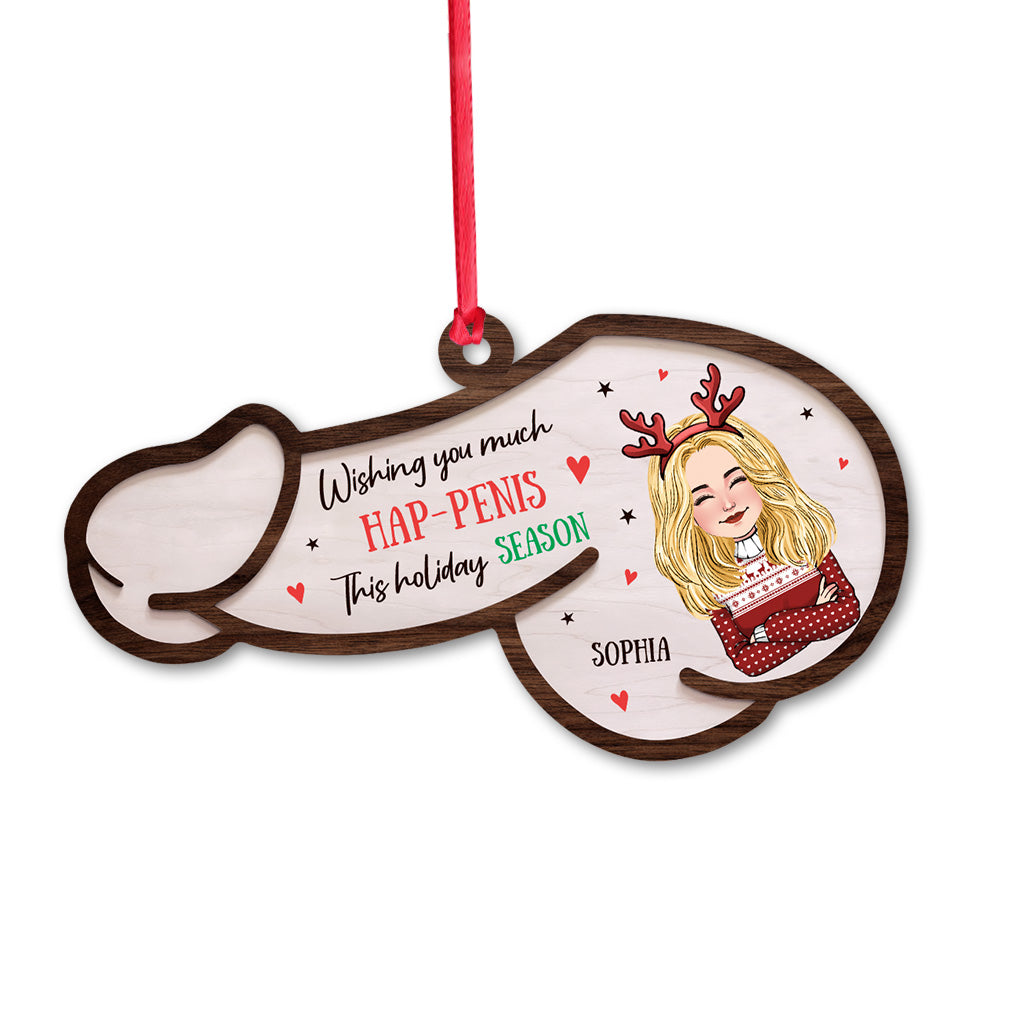 Wishing You Much Hap-penis - Personalized Couple Ornament