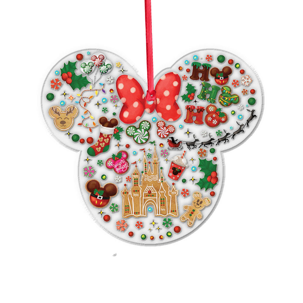 Christmas Magic Kingdom Ho Ho Ho - Mouse Transparent Ornament