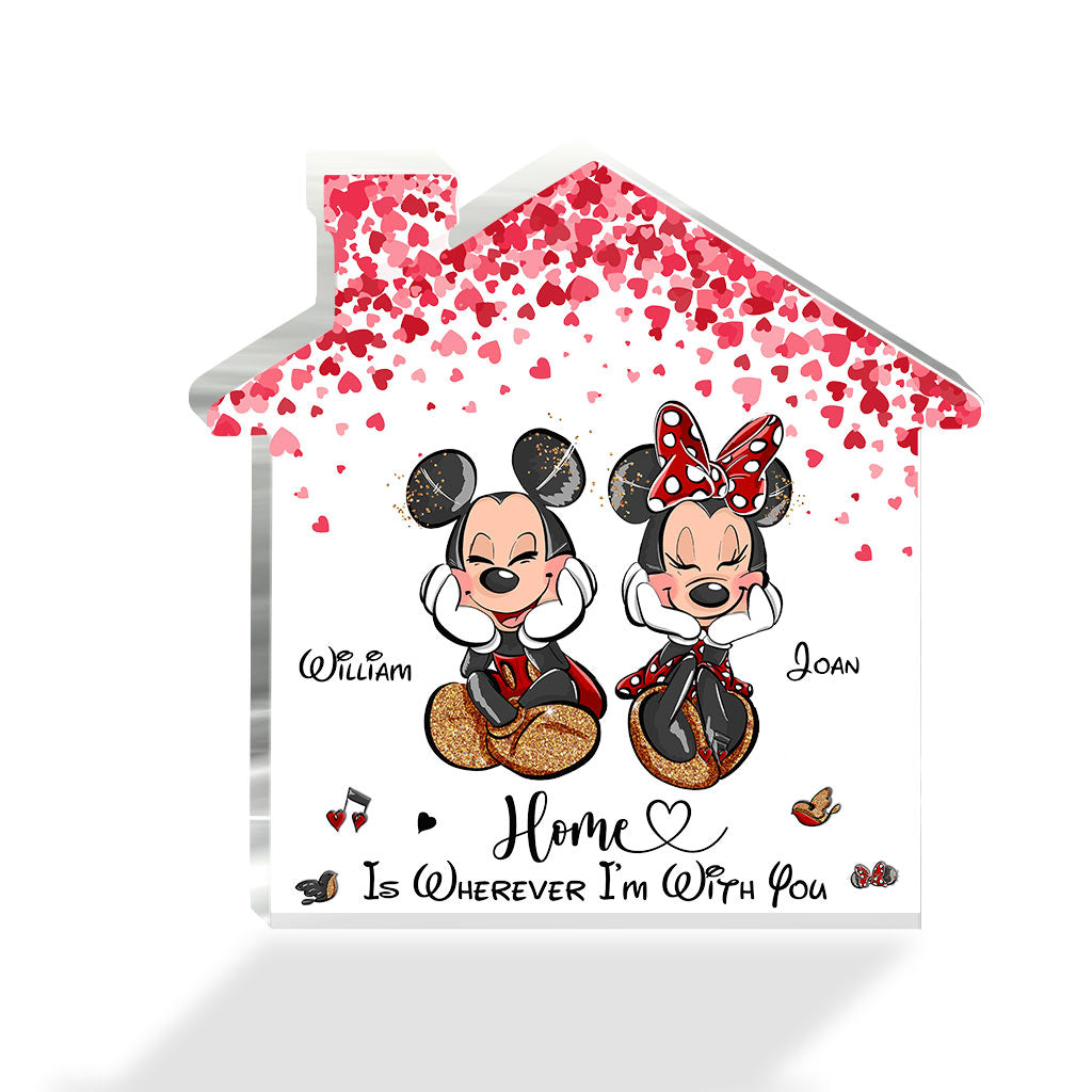 Home Is Wherever I'm With You - Personalized Couple Mouse Custom Shaped Acrylic Plaque