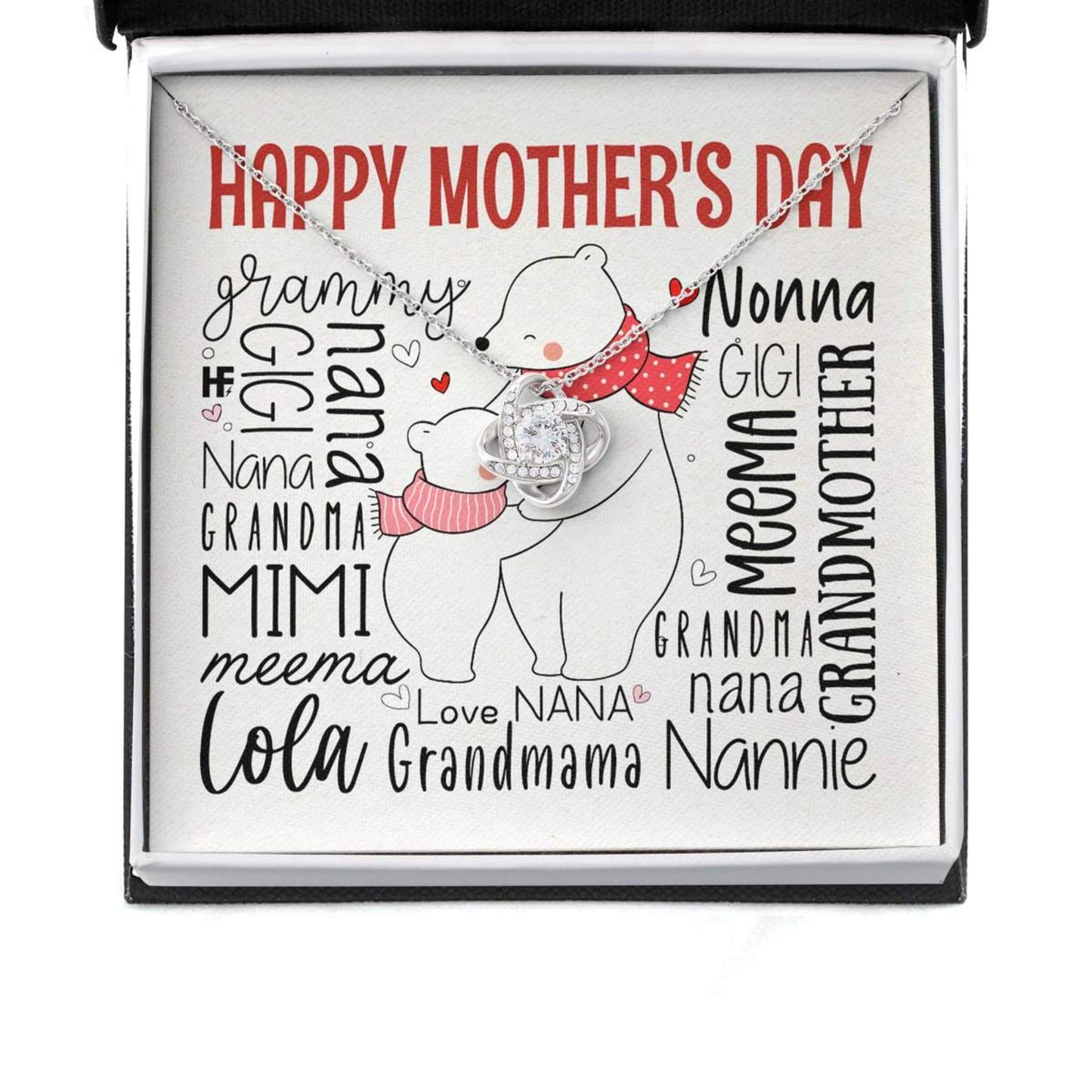 For Your Dear Grandma With Cute Polar Bear On Mother's Day - Grandma Love Knot Necklace 0921