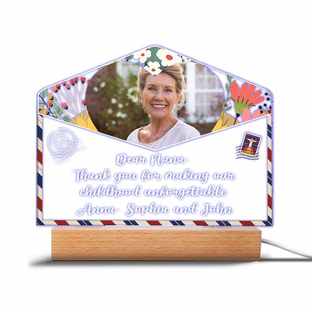 We Love You - Personalized Mother's day Grandma Shaped Plaque Light Base
