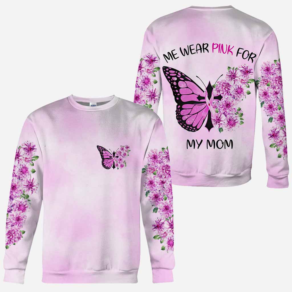 We Wear Pink for My Mom - Personalized Breast Cancer Awareness All Over T-shirt and Hoodie
