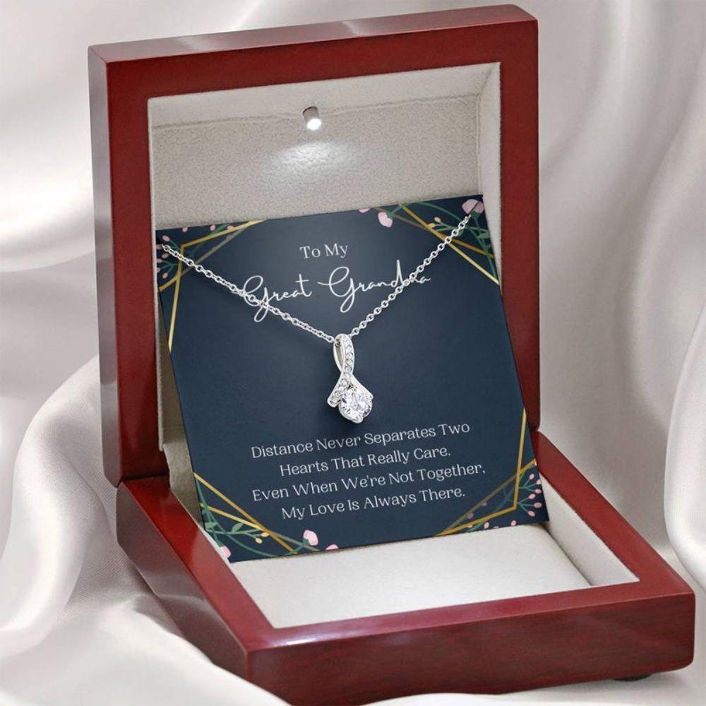 To My Great Grandma Gifts For Grandmother From Great Grandchildren - Grandma Petite Ribbon Necklace 0921