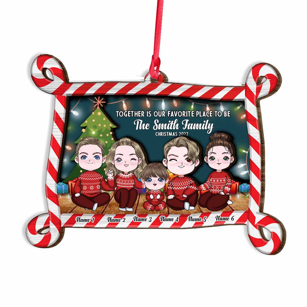 Together Is Our Favorite Place To Be Christmas 2022 - Personalized Family Layered Wood Ornament