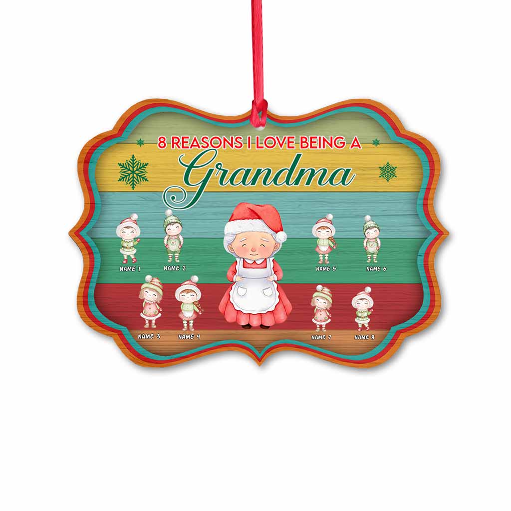 Reasons I Love Being A Grandma - Personalized Christmas Grandma Ornament (Printed On Both Sides)