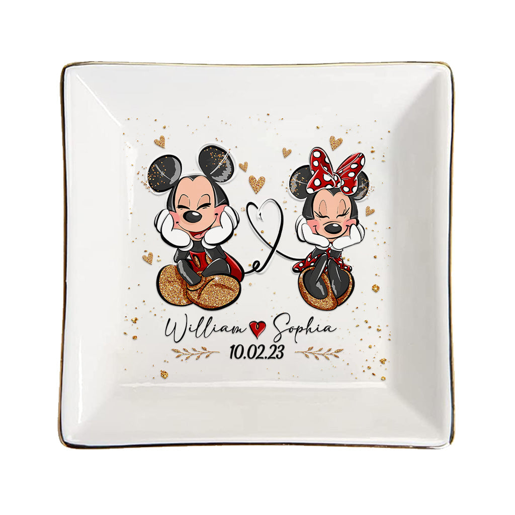 Mouse Ears Couple - Personalized Couple Mouse Jewelry Dish