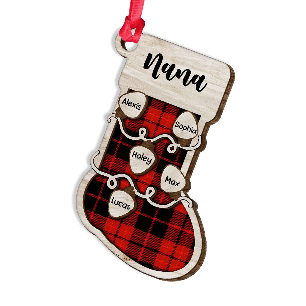 Grandma's Sock - Personalized Christmas Grandma Layered Wood Ornament