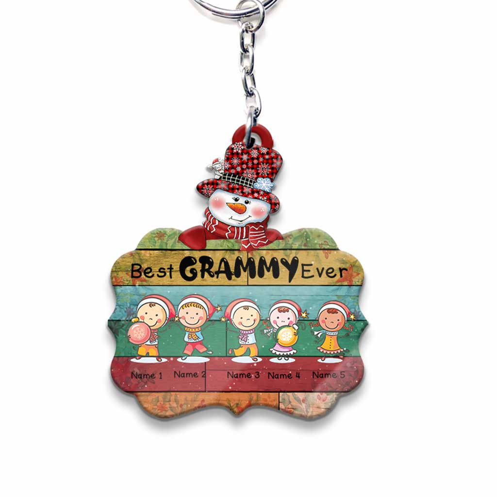 Best Mimi Claus - Personalized Christmas Grandma Keychain (Printed On Both Sides)