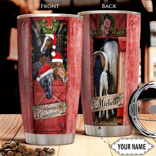 Merry Christmas - Personalized Horse Tumbler 0823
