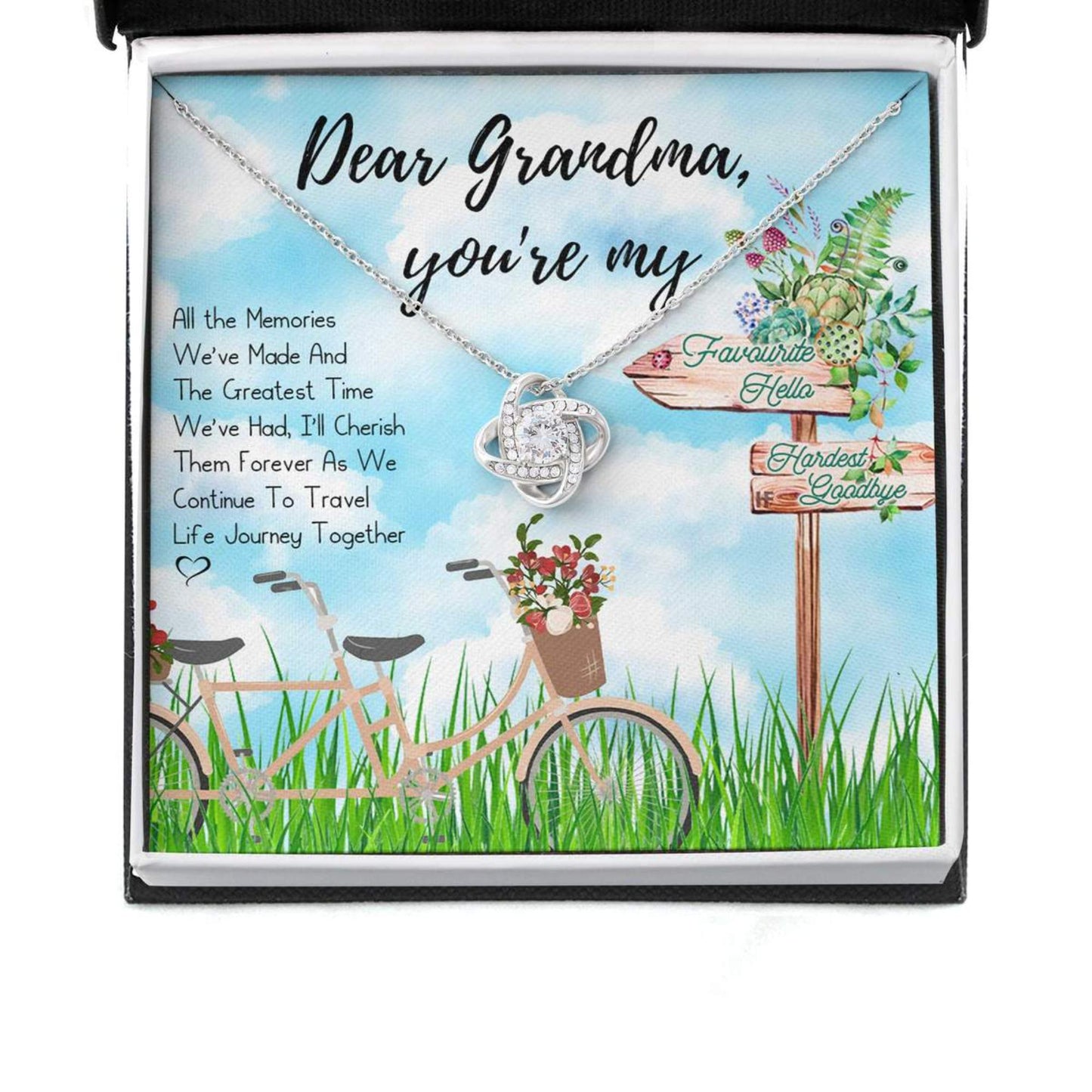 Vintage Gift For Your Beloved Grandma On Mother's Day With Bicycle - Grandma Love Knot Necklace 0921