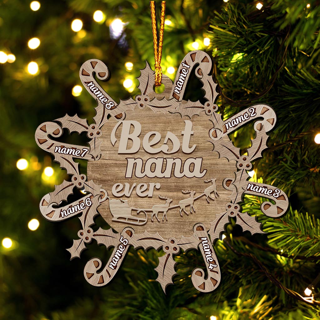 Best Grandma Ever - Personalized Christmas Grandma Ornament (Printed On Both Sides)