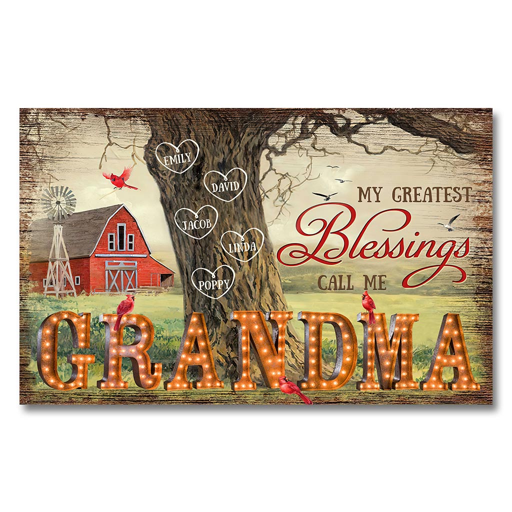 Grandma's Blessings - Personalized Canvas And Poster