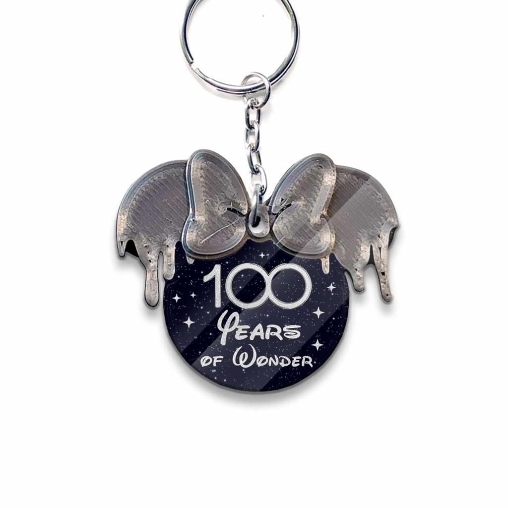 100th Magical - Personalized Mouse Keychain (Printed On Both Sides)