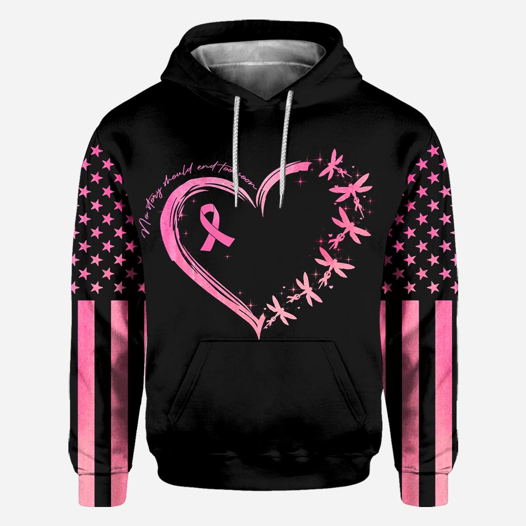 Dragonflies Heart No Story Should End Too Soon - Breast Cancer Awareness All Over T-shirt and Hoodie 0822