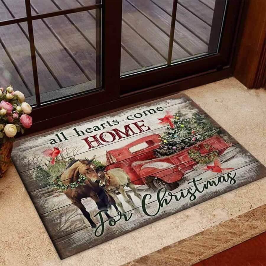 All Heart Come Home For Christmas Horse Doormat 0823