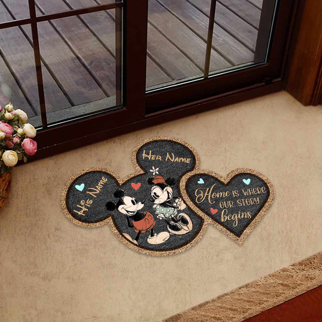 Still Happily Ever After - Personalized Couple Mouse Shaped Doormat