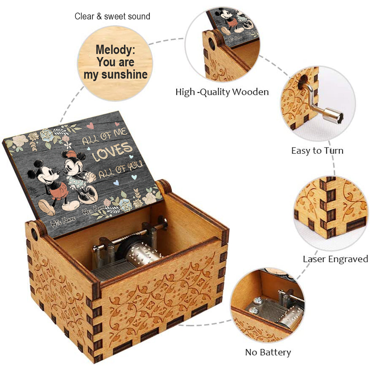 All Of Me Loves - Personalized Mouse Hand Crank Music Box