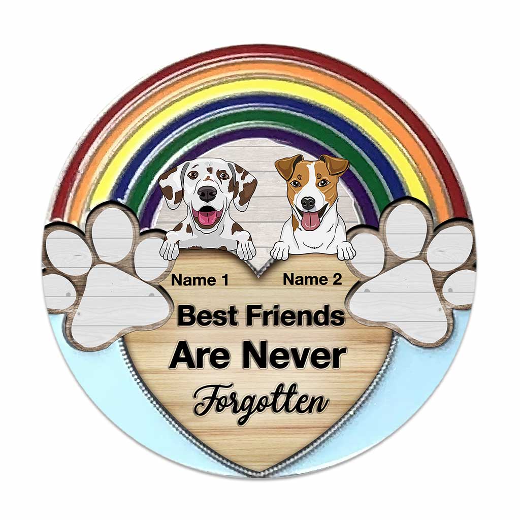Never Forgotten - Personalized Dog Round Wood Sign