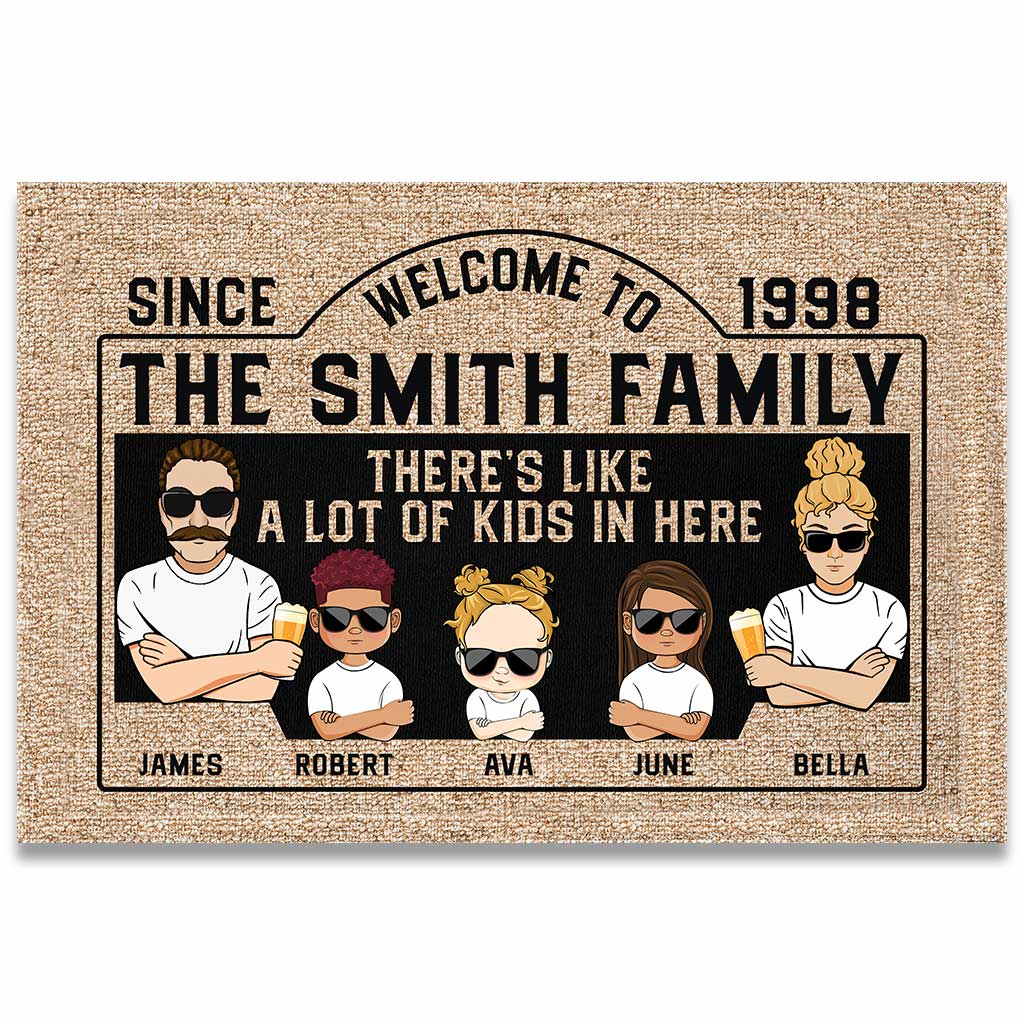 There's Like A Lot Of Kids - Personalized Family Doormat