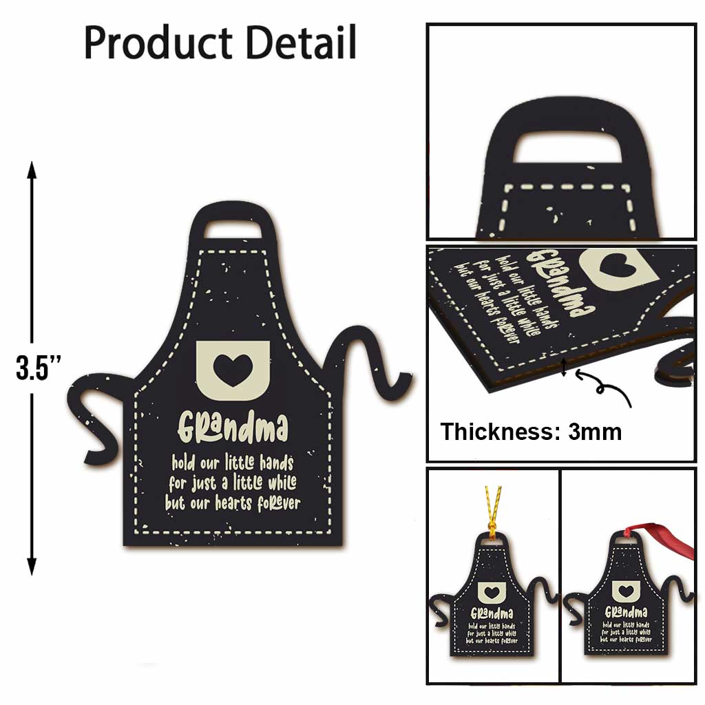 Grandma's Apron With Lovely Handprints - Personalized Christmas Grandma Ornament (Printed On Both Sides)
