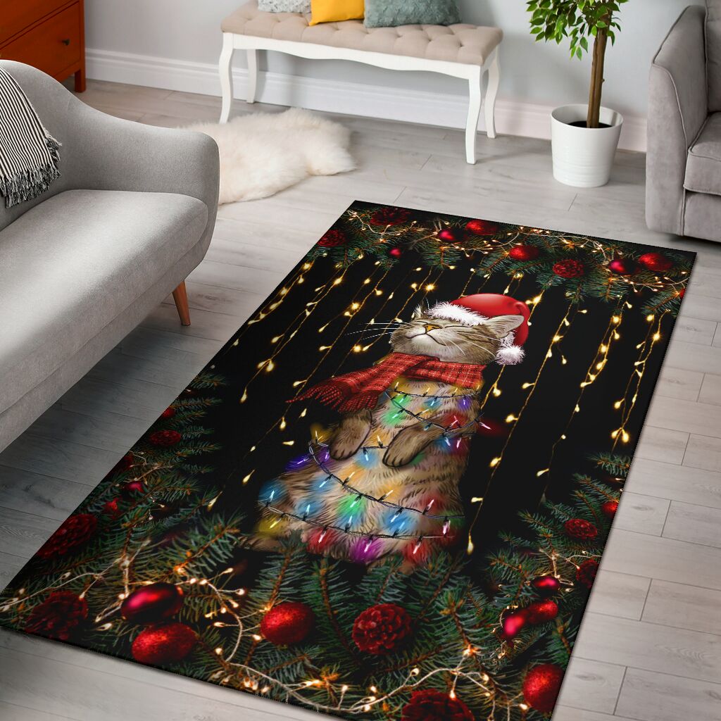 Meowy Christmas Cat Rug 0622