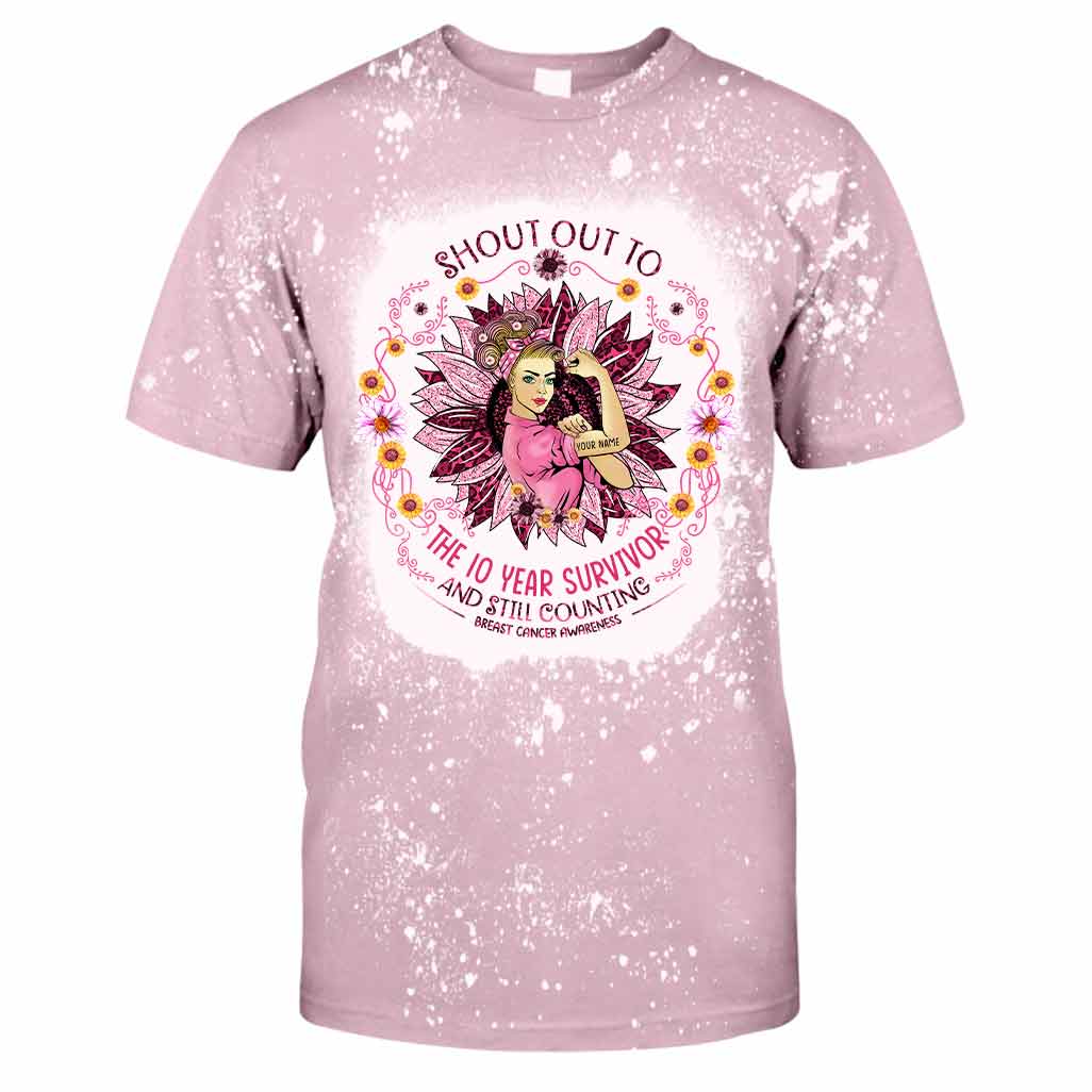 Shout Out To The Survivor - Personalized Breast Cancer Awareness Handmade Bleached Shirts