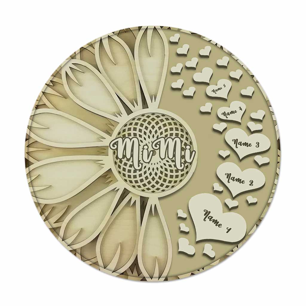 You Are The World - Personalized Mother's Day Grandma Round Wood Sign With 3D Pattern Print