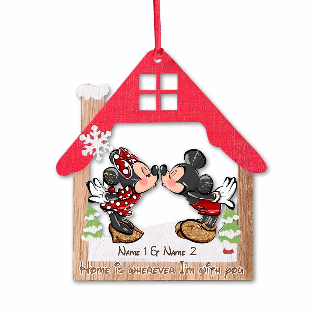 Home Is Wherever I Am With You - Personalized Christmas Mouse Ornament (Printed On Both Sides)