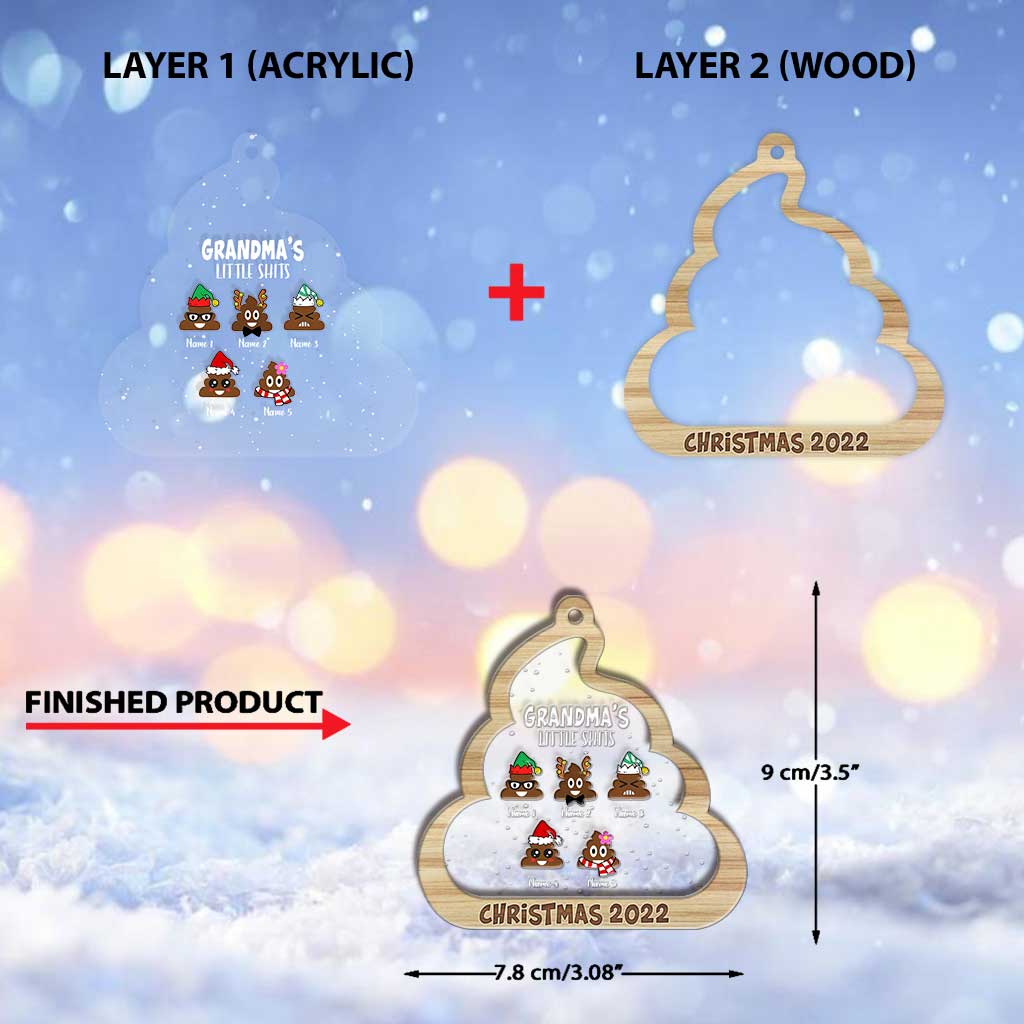 Grandma's Little Love - Personalized Christmas Layers Mix Ornament