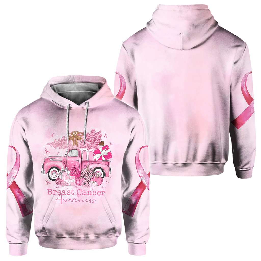 Breast Cancer Truck Christmas - Breast Cancer Awareness All Over T-shirt and Hoodie 0822