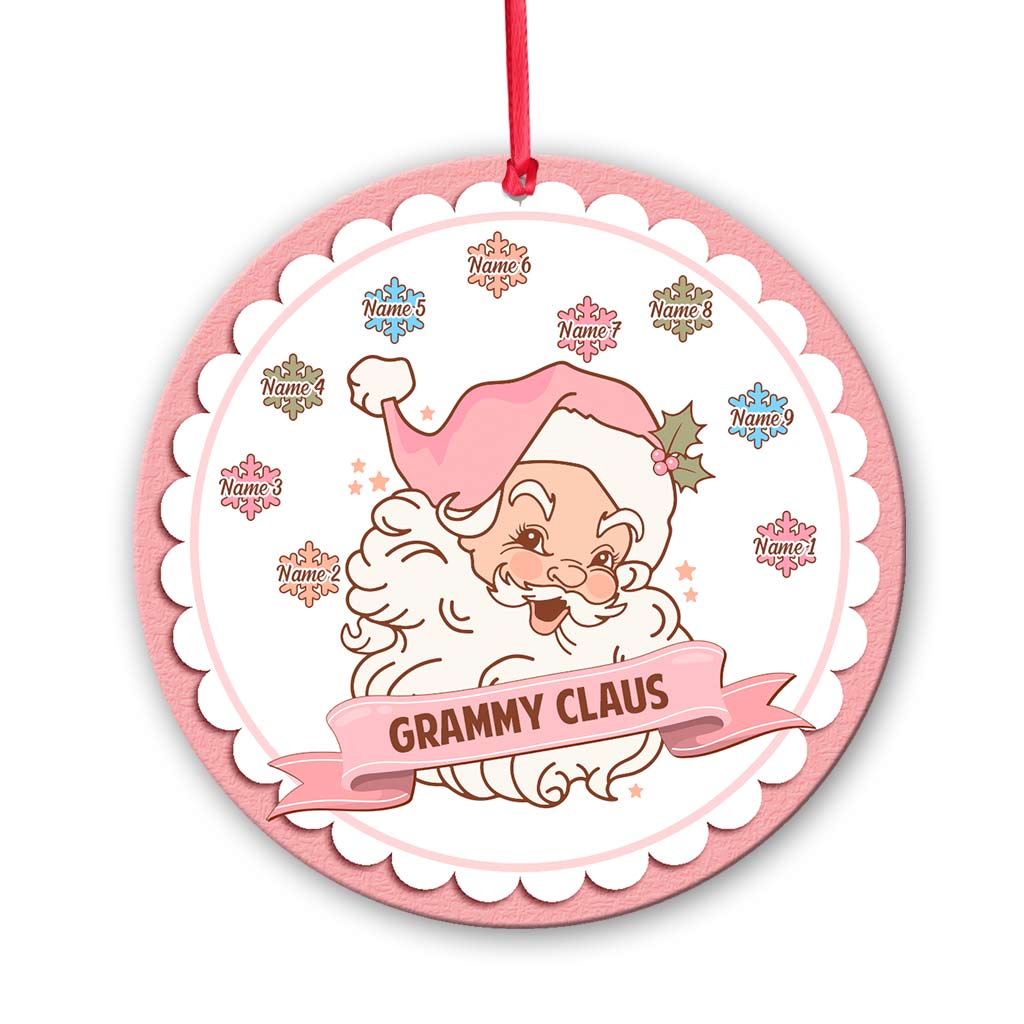 Grammy Claus Lil' Snowflakes - Personalized Christmas Ornament (Printed On Both Sides)