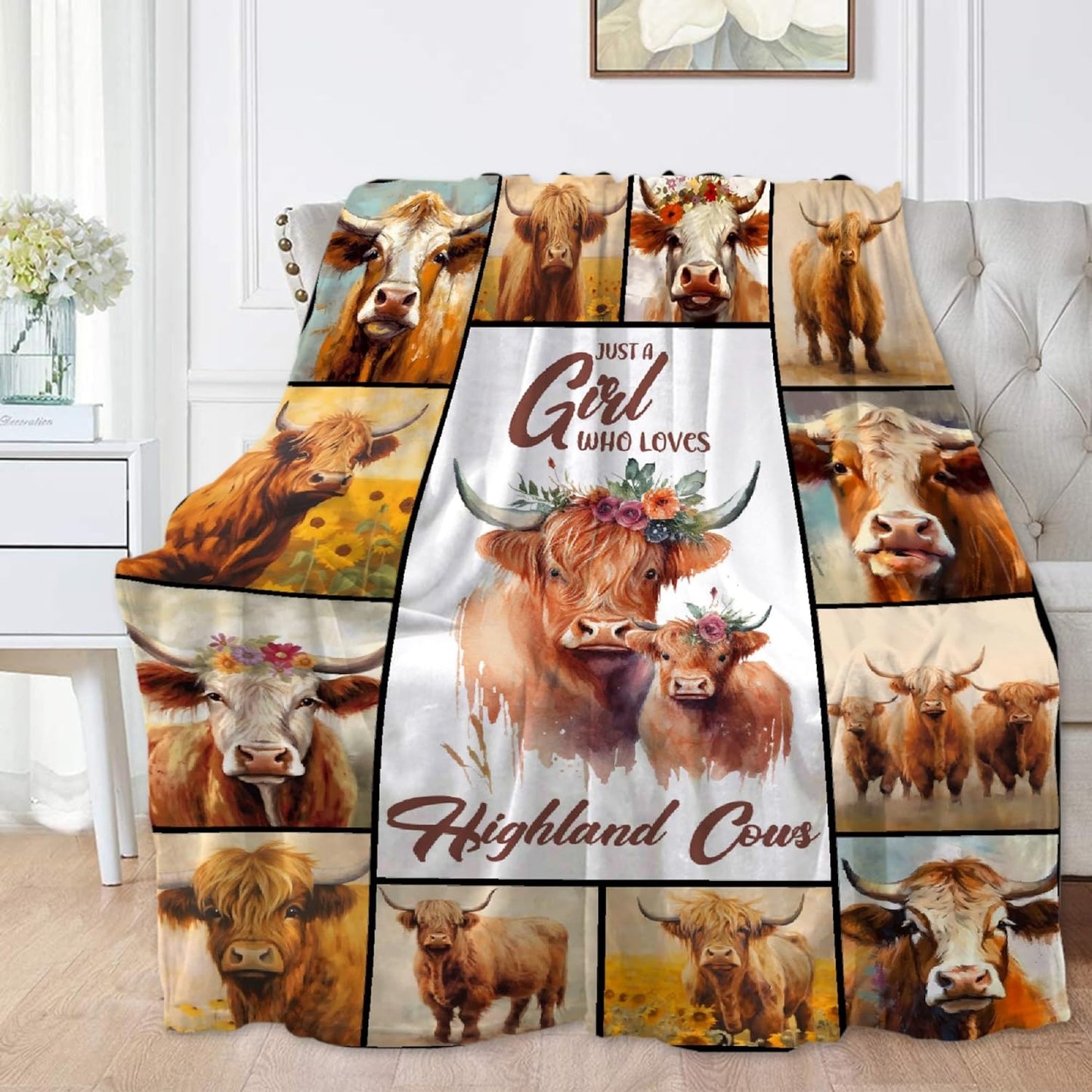 Just A Girl Who Loves Highland Cow Highland Cow Blanket 0624