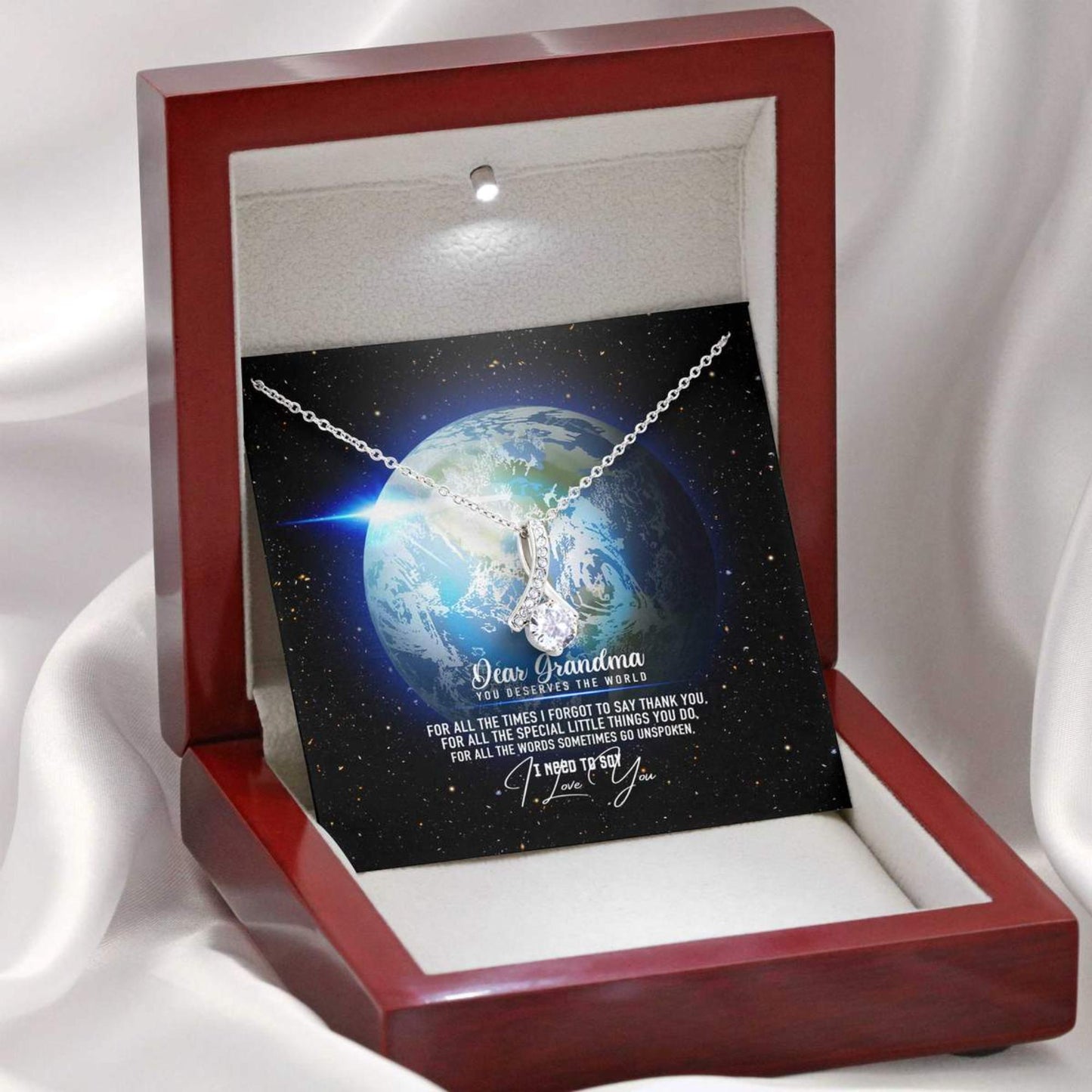 For Your Precious Grandma Who Deserves The World On Mother's Day - Grandma Petite Ribbon Necklace 0921
