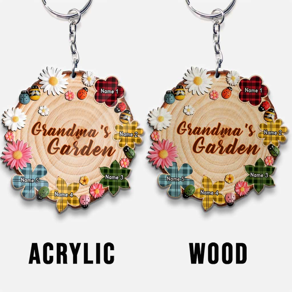 Grandma's Garden - Personalized Keychain (Printed On Both Sides)