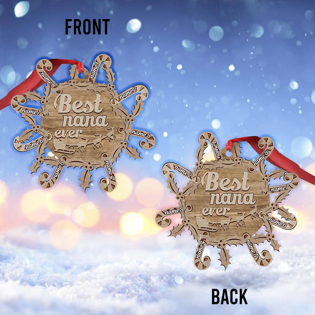 Best Grandma Ever - Personalized Christmas Grandma Ornament (Printed On Both Sides)