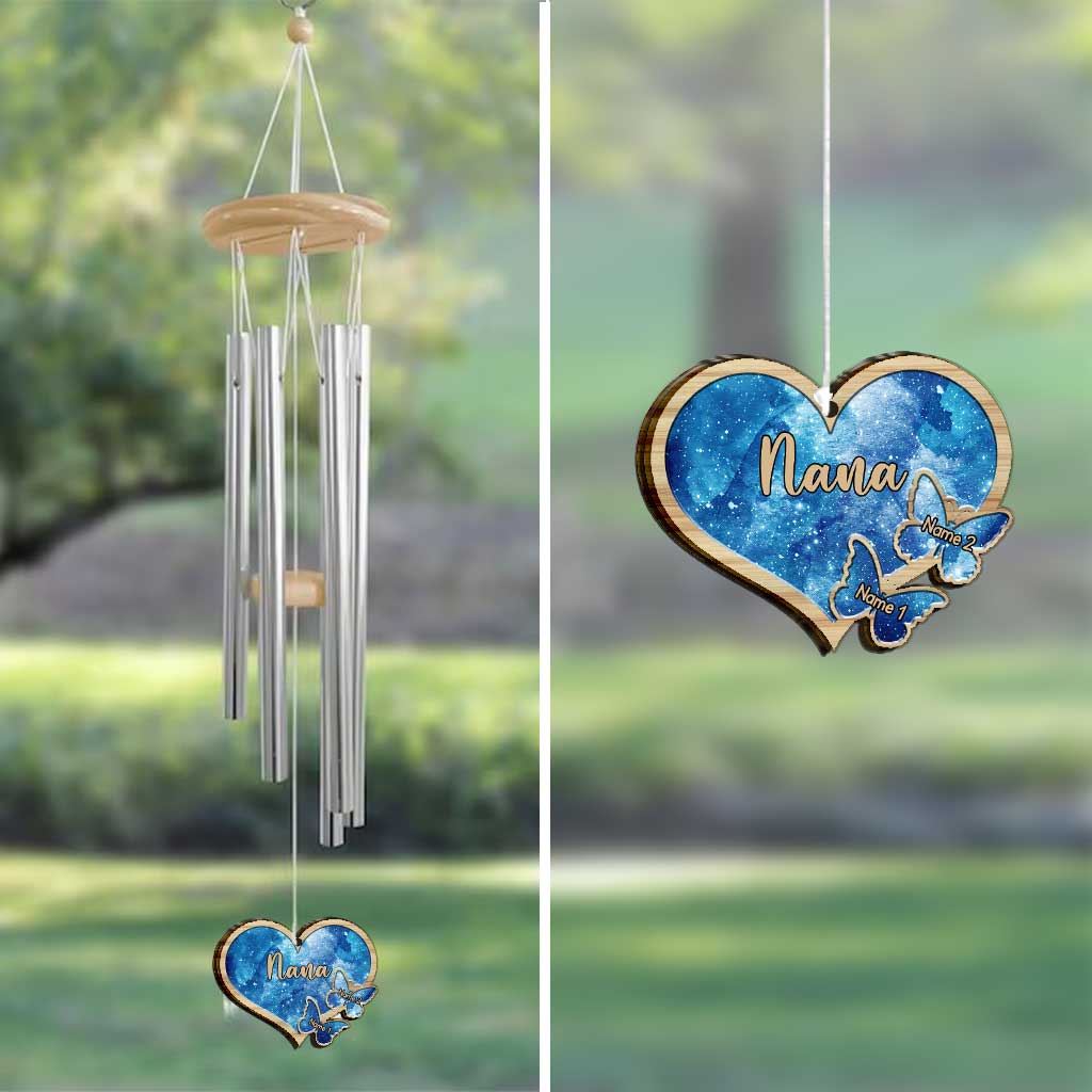 Nana's Hearts Butterfly - Personalized Grandma Wind Chime