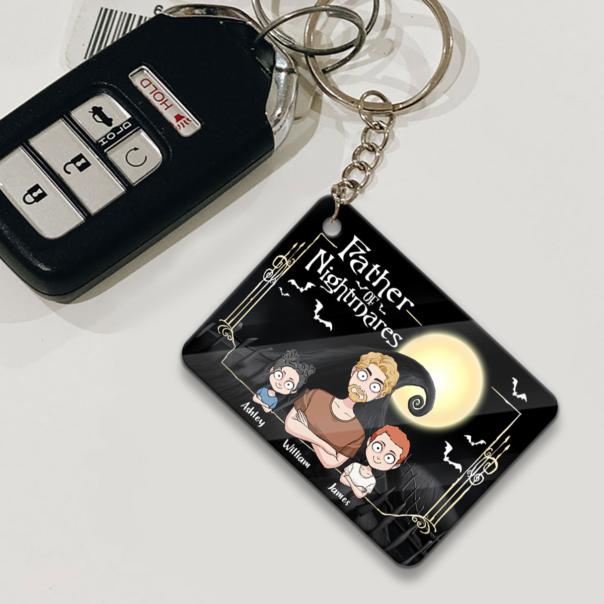 Father Mother Of Nightmares - Personalized Nightmare Keychain (Printed On Both Sides)