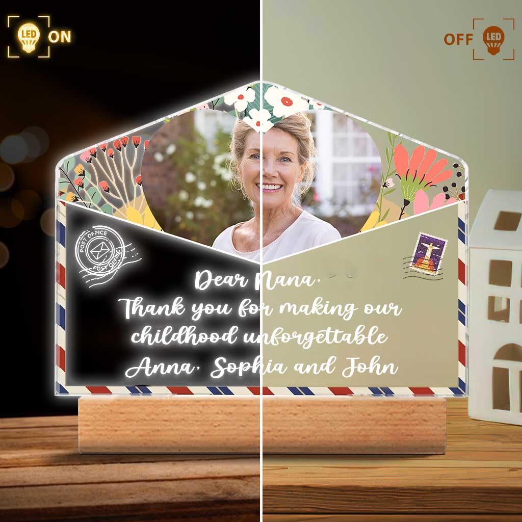 We Love You - Personalized Mother's day Grandma Shaped Plaque Light Base