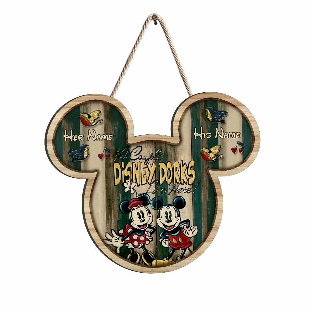 A Couple Live Here - Personalized Mouse Wood Sign