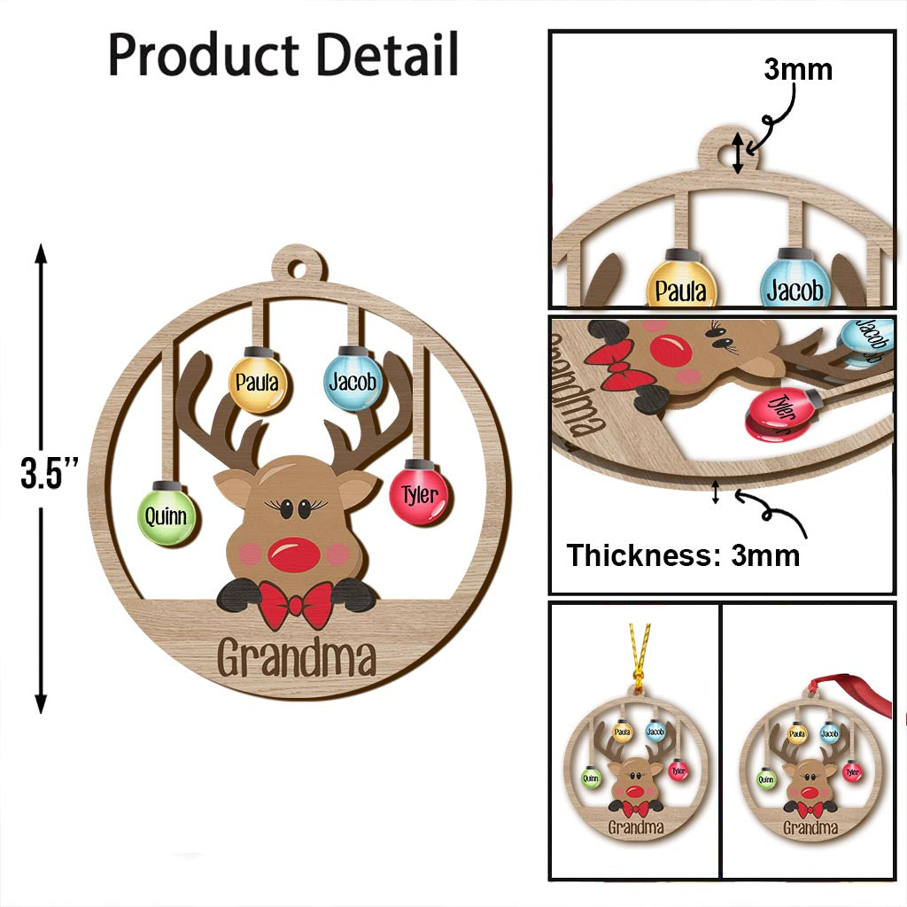 Grandma Reindeer - Personalized Grandma Ornament
