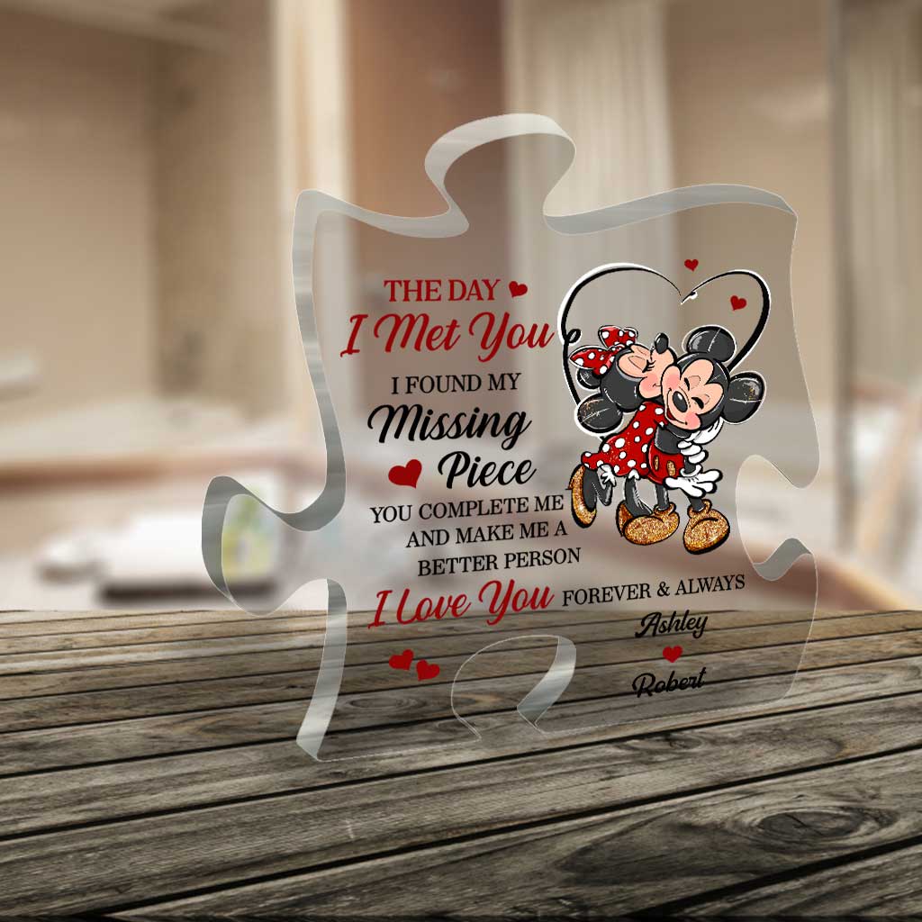 The Day I Met You - Personalized Couple Mouse Custom Shaped Acrylic Plaque