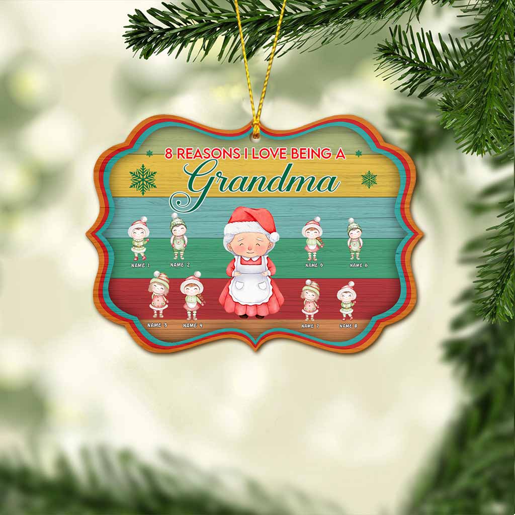 Reasons I Love Being A Grandma - Personalized Christmas Grandma Ornament (Printed On Both Sides)