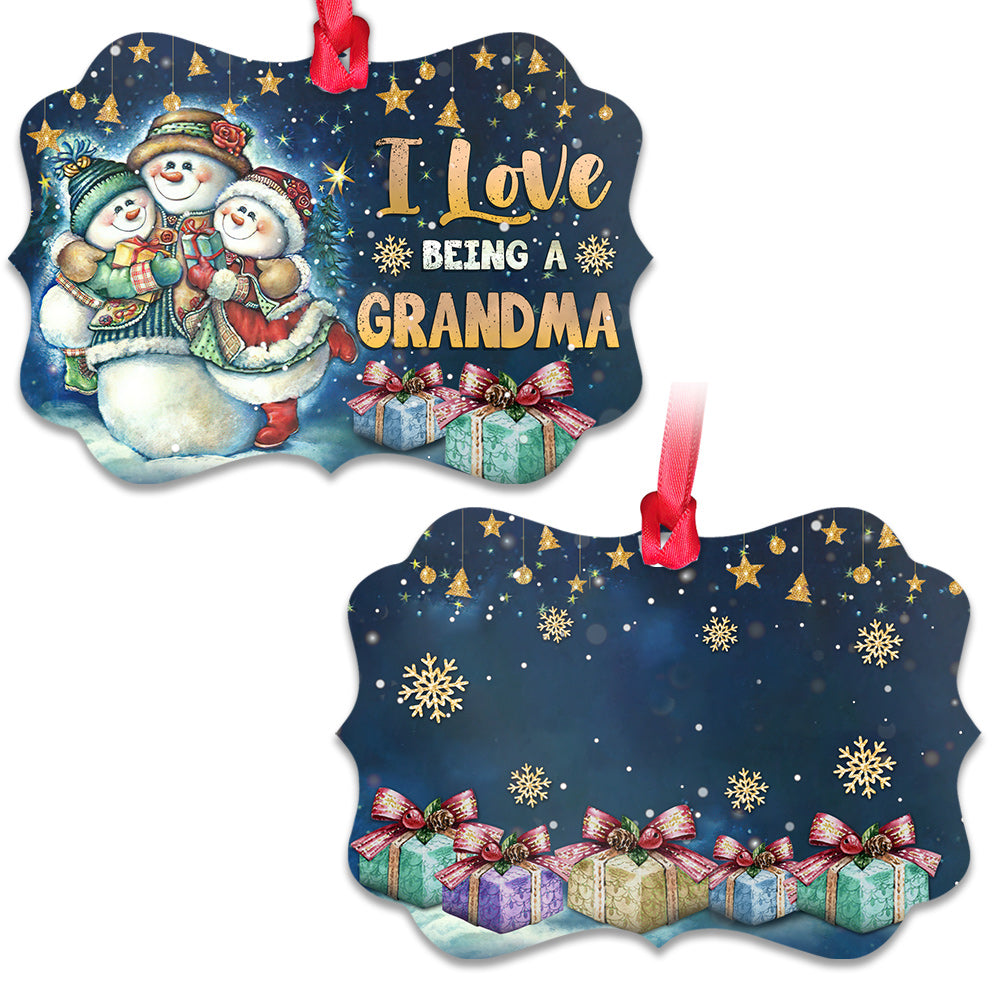 Grandma Snowman I Love Being A Grandma - Personalized Grandma Ornament (Printed On Both Sides) 1022