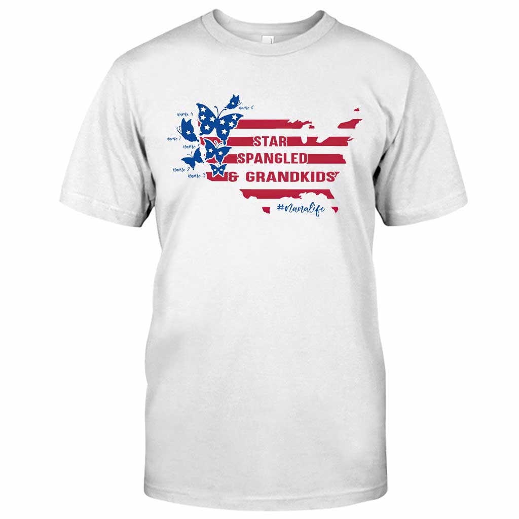 Star Spangled And Grandkids Patriotic - Personalized Independence Day Grandma T-shirt and Hoodie