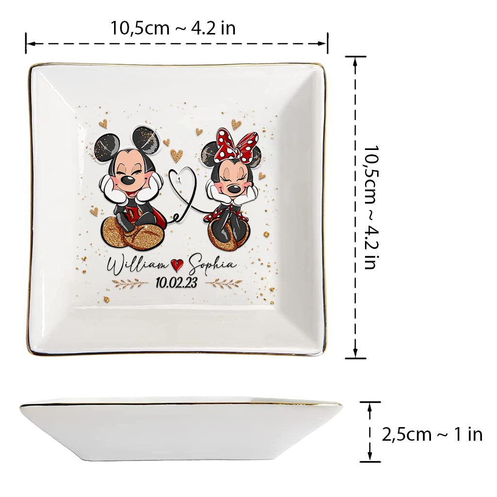 Mouse Ears Couple - Personalized Couple Mouse Jewelry Dish