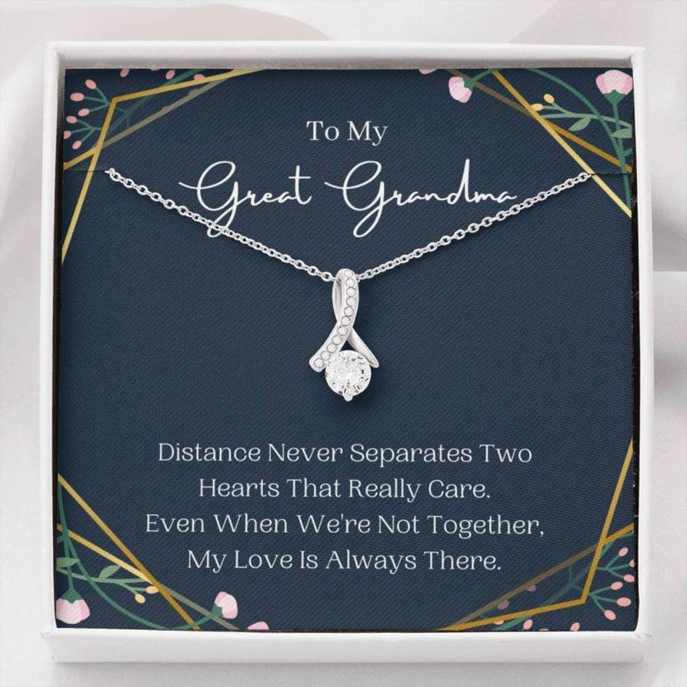 To My Great Grandma Gifts For Grandmother From Great Grandchildren - Grandma Petite Ribbon Necklace 0921